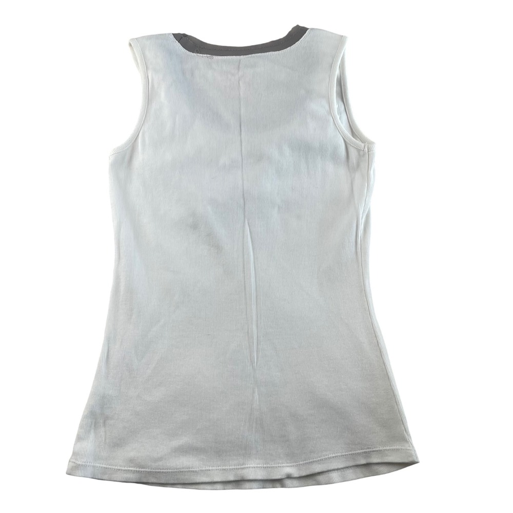 INC International Concepts Floral Applique Ribbed Tank Top White Grey Petite P - Picture 3 of 5